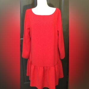 J. Crew Red Boxy 3/4 Sleeve Tunic/Dress